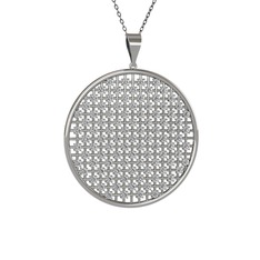 Swarovski 14 ayar beyaz altın kolye (40 cm gümüş rolo zincir)