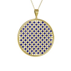Lab safir 8 ayar altın kolye (40 cm altın rolo zincir)