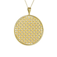 Petek Kolye - Sitrin 18 ayar altın kolye (40 cm altın rolo zincir) #c2vt42