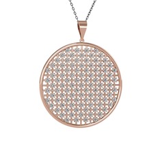 Petek Kolye - Beyaz zirkon 8 ayar rose altın kolye (40 cm gümüş rolo zincir) #dgectk