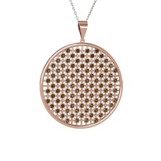 Dumanlı kuvars 925 ayar rose altın kaplama gümüş kolye (40 cm beyaz altın rolo zincir)