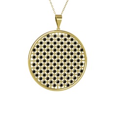 Petek Kolye - Siyah zirkon 925 ayar altın kaplama gümüş kolye (40 cm altın rolo zincir) #dso70j