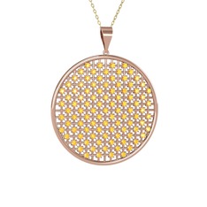 Petek Kolye - Sitrin 8 ayar rose altın kolye (40 cm altın rolo zincir) #fxmgur