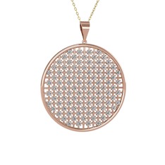 Petek Kolye - Beyaz zirkon 14 ayar rose altın kolye (40 cm altın rolo zincir) #i00n1m
