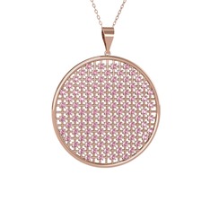 Petek Kolye - Pembe kuvars 18 ayar rose altın kolye (40 cm rose altın rolo zincir) #mi645j