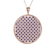 Petek Kolye - Ametist 14 ayar rose altın kolye (40 cm rose altın rolo zincir) #n9tg8k