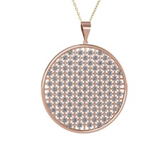 Petek Kolye - Pırlanta 925 ayar rose altın kaplama gümüş kolye (10.67 karat, 40 cm altın rolo zincir) #ncycl7