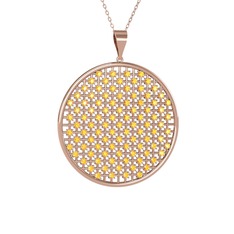 Petek Kolye - Sitrin 14 ayar rose altın kolye (40 cm rose altın rolo zincir) #okbfjs