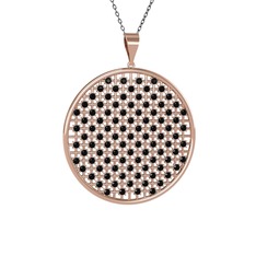 Siyah zirkon 14 ayar rose altın kolye (40 cm gümüş rolo zincir)