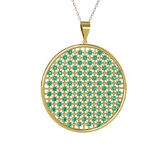 Petek Kolye - Kök zümrüt 925 ayar altın kaplama gümüş kolye (40 cm rose altın rolo zincir) #vx1laj