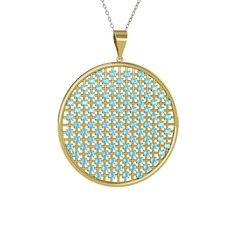 Petek Kolye - Akuamarin 925 ayar altın kaplama gümüş kolye (40 cm beyaz altın rolo zincir) #w4nsp5