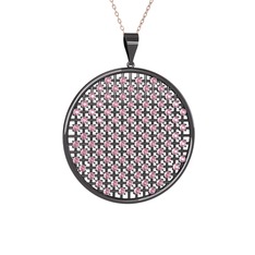 Petek Kolye - Pembe kuvars 925 ayar siyah rodyum kaplama gümüş kolye (40 cm rose altın rolo zincir) #wg7jb8
