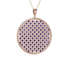 Petek Kolye - Ametist 18 ayar rose altın kolye (40 cm altın rolo zincir) #wqba1m
