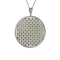 Petek Kolye - Peridot 8 ayar beyaz altın kolye (40 cm gümüş rolo zincir) #yc16ga