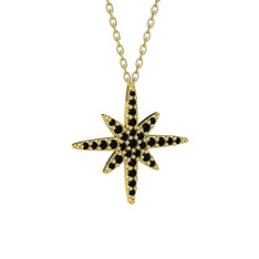 Kutup Yıldızı Kolye - Siyah zirkon 18 ayar altın kolye (40 cm altın rolo zincir) #16otsh