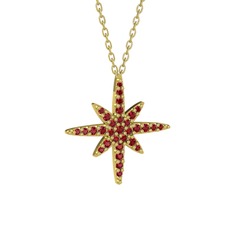 Kutup Yıldızı Kolye - Garnet 14 ayar altın kolye (40 cm altın rolo zincir) #18o989a