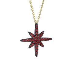 Kutup Yıldızı Kolye - Garnet 925 ayar siyah rodyum kaplama gümüş kolye (40 cm altın rolo zincir) #18yhai9