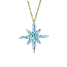 Kutup Yıldızı Kolye - Akuamarin 925 ayar gümüş kolye (40 cm altın rolo zincir) #19ddzs3