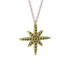 Kutup Yıldızı Kolye - Peridot 18 ayar altın kolye (40 cm rose altın rolo zincir) #1b0hsc7