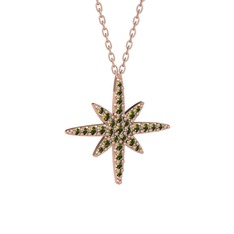 Peridot 14 ayar rose altın kolye (40 cm rose altın rolo zincir)