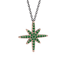 Kutup Yıldızı Kolye - Yeşil kuvars 925 ayar rose altın kaplama gümüş kolye (40 cm gümüş rolo zincir) #1cb0kqi