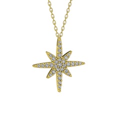 Kutup Yıldızı Kolye - Beyaz zirkon 14 ayar altın kolye (40 cm altın rolo zincir) #1ded7yv