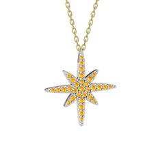 Kutup Yıldızı Kolye - Sitrin 925 ayar gümüş kolye (40 cm altın rolo zincir) #1icx9x9
