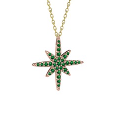 Kutup Yıldızı Kolye - Yeşil kuvars 18 ayar rose altın kolye (40 cm altın rolo zincir) #1rzse5e