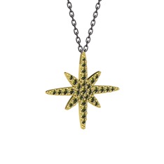 Kutup Yıldızı Kolye - Peridot 925 ayar altın kaplama gümüş kolye (40 cm gümüş rolo zincir) #1sf7878