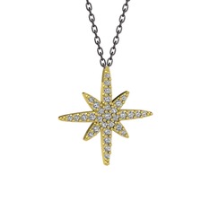 Kutup Yıldızı Kolye - Swarovski 8 ayar altın kolye (40 cm gümüş rolo zincir) #1t0pt8s