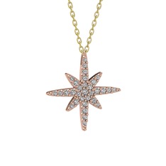 Kutup Yıldızı Kolye - Swarovski 8 ayar rose altın kolye (40 cm altın rolo zincir) #1uotflx