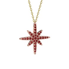 Kutup Yıldızı Kolye - Garnet 18 ayar rose altın kolye (40 cm altın rolo zincir) #1vohixg