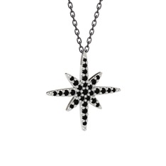 Kutup Yıldızı Kolye - Siyah zirkon 925 ayar gümüş kolye (40 cm gümüş rolo zincir) #1wxc2sb