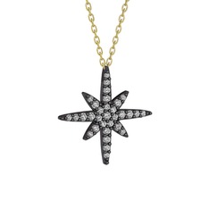 Kutup Yıldızı Kolye - Swarovski 925 ayar siyah rodyum kaplama gümüş kolye (40 cm gümüş rolo zincir) #1y7qv6h