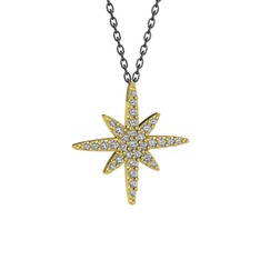 Kutup Yıldızı Kolye - Swarovski 18 ayar altın kolye (40 cm gümüş rolo zincir) #3tjql