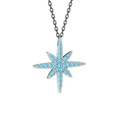 Kutup Yıldızı Kolye - Akuamarin 925 ayar gümüş kolye (40 cm gümüş rolo zincir) #eei7zs