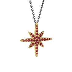 Rodolit garnet 925 ayar altın kaplama gümüş kolye (40 cm gümüş rolo zincir)