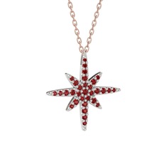 Kutup Yıldızı Kolye - Garnet 925 ayar gümüş kolye (40 cm rose altın rolo zincir) #jof60j