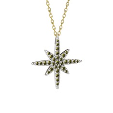 Peridot 8 ayar beyaz altın kolye (40 cm altın rolo zincir)