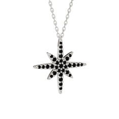 Kutup Yıldızı Kolye - Siyah zirkon 14 ayar beyaz altın kolye (40 cm beyaz altın rolo zincir) #qgrlq8