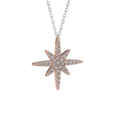 Kutup Yıldızı Kolye - Swarovski 8 ayar rose altın kolye (40 cm beyaz altın rolo zincir) #ul7hly