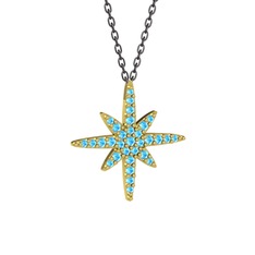 Kutup Yıldızı Kolye - Akuamarin 14 ayar altın kolye (40 cm gümüş rolo zincir) #vawntf