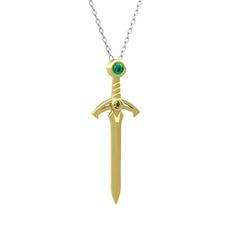 Kılıç Kolye - Yeşil kuvars ve peridot 925 ayar altın kaplama gümüş kolye (40 cm beyaz altın rolo zincir) #12lwp57