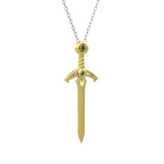 Peridot 18 ayar altın kolye (40 cm beyaz altın rolo zincir)