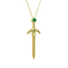 Kılıç Kolye - Yeşil kuvars ve peridot 18 ayar altın kolye (40 cm altın rolo zincir) #165cxqt