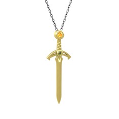 Kılıç Kolye - Sitrin ve peridot 8 ayar altın kolye (40 cm gümüş rolo zincir) #18u3nrn