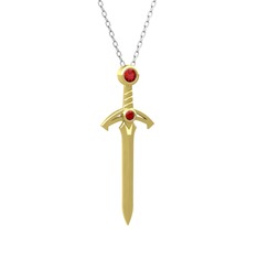 Kılıç Kolye - Garnet 925 ayar altın kaplama gümüş kolye (40 cm beyaz altın rolo zincir) #1a0xuyt