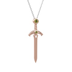 Peridot 18 ayar rose altın kolye (40 cm gümüş rolo zincir)