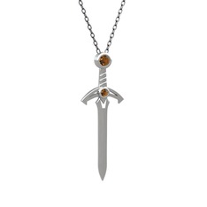 Kılıç Kolye - Dumanlı kuvars 925 ayar gümüş kolye (40 cm gümüş rolo zincir) #1dt7ixw