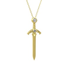 Kılıç Kolye - Pırlanta 18 ayar altın kolye (0.116 karat, 40 cm altın rolo zincir) #1g50jbd